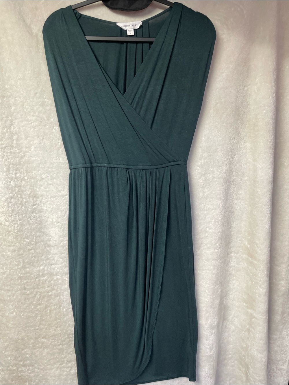 Amour Vert Forest Green Faux-Wrap Feminine Defined Waist Midi Fall Transitional